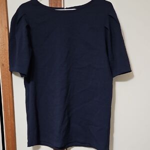 Navy Blue Short Sleeve Top
